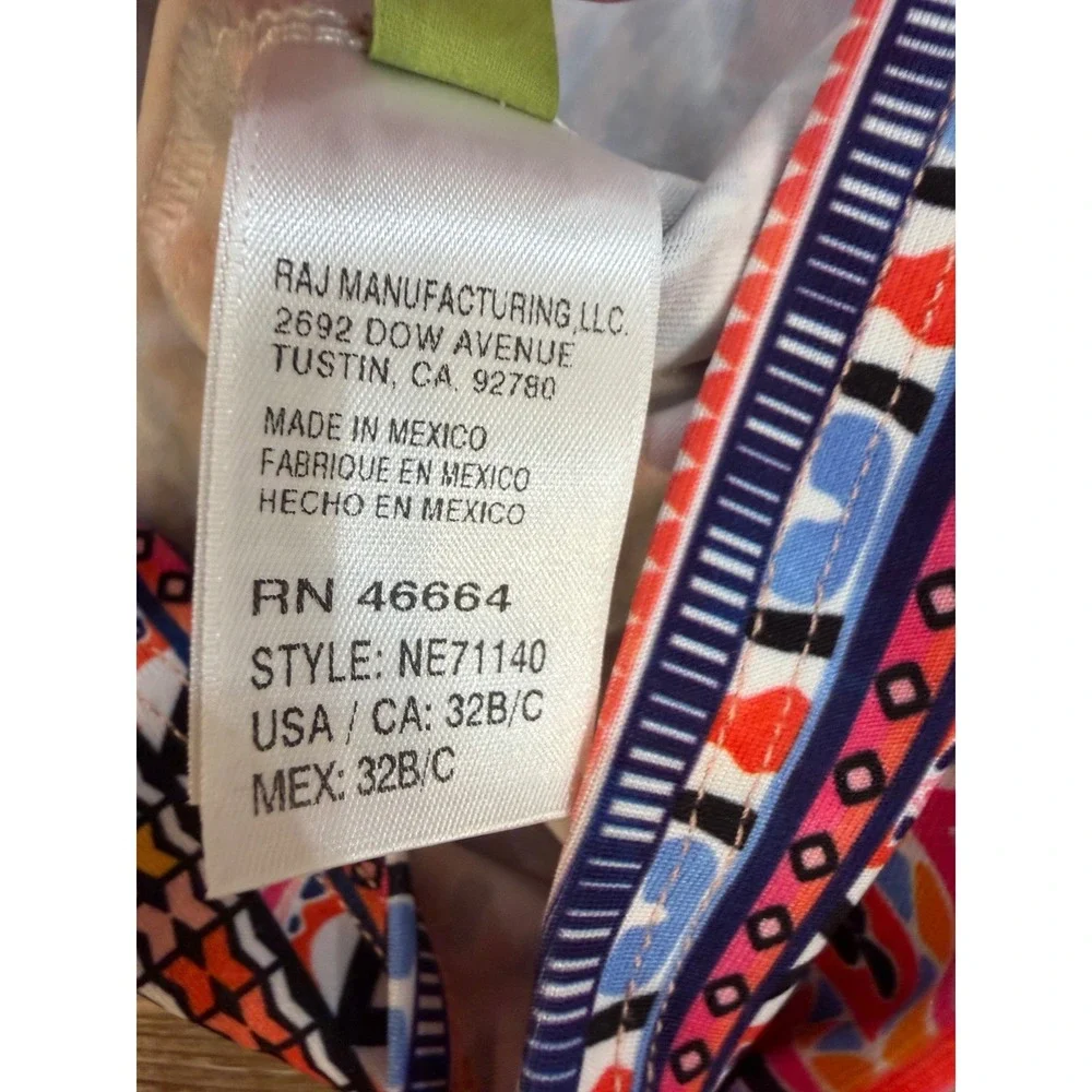 Next Tankini Top Women 32B/C Multi-Color‎ Geometric Tribal Racerback